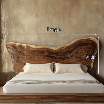 Rustic Live Edge Wooden Headboard Solid Wood Bedroom Interior Natural Statement