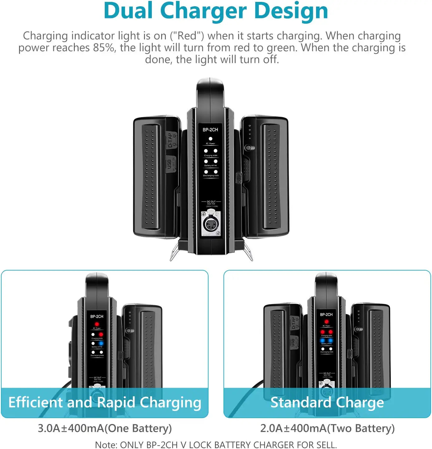 NEEWER NW-BP-2CH Dual Channel V-Mount/V Lock Battery Charger