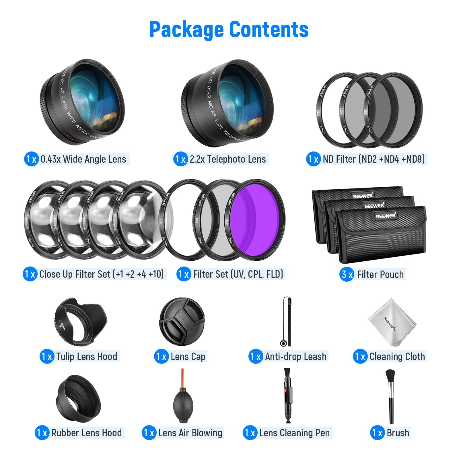 NEEWER Wide Angle Lens and Filter Kit