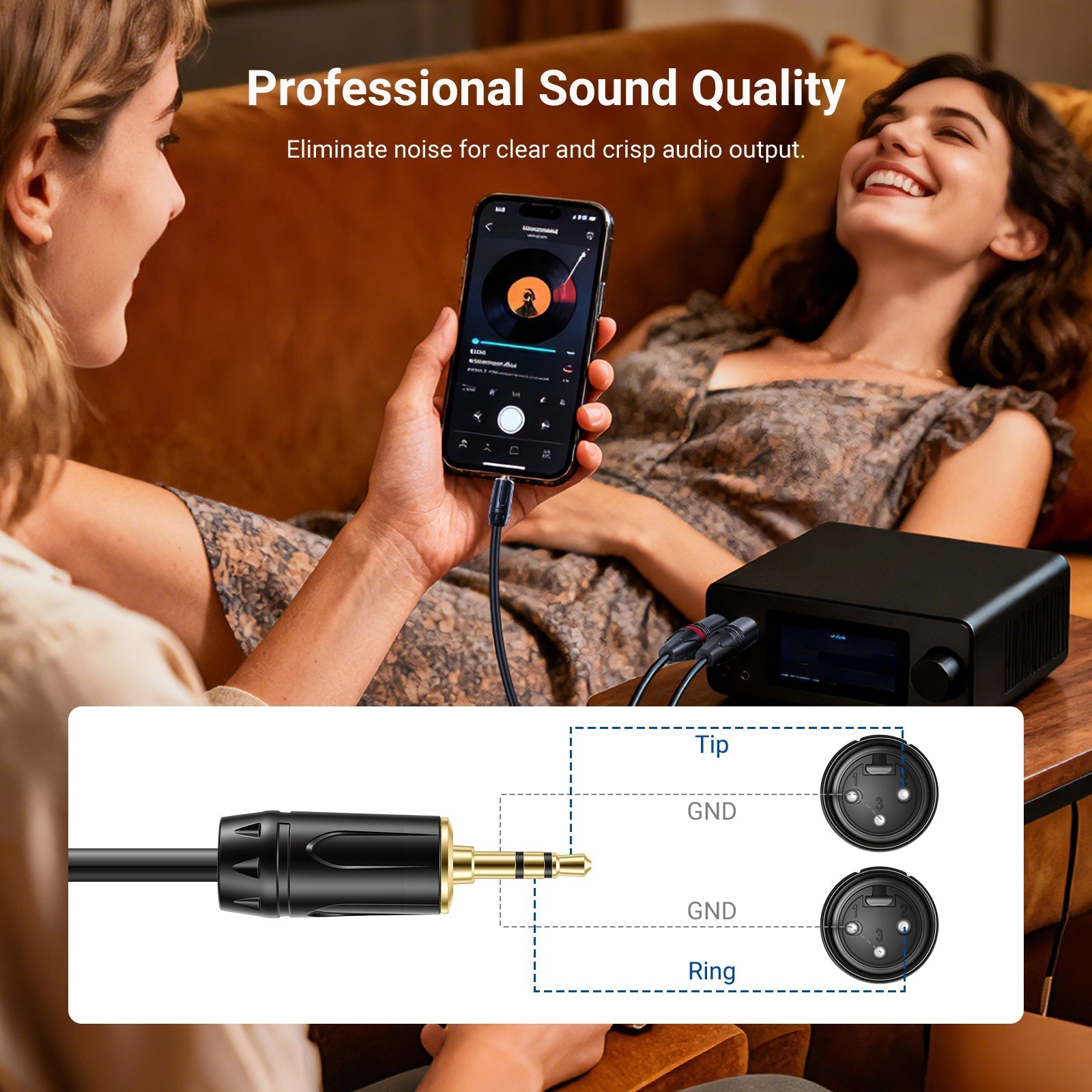 NEEWER 3.5mm 1/8 Inch TRS AUX to Dual XLR Breakout Cable