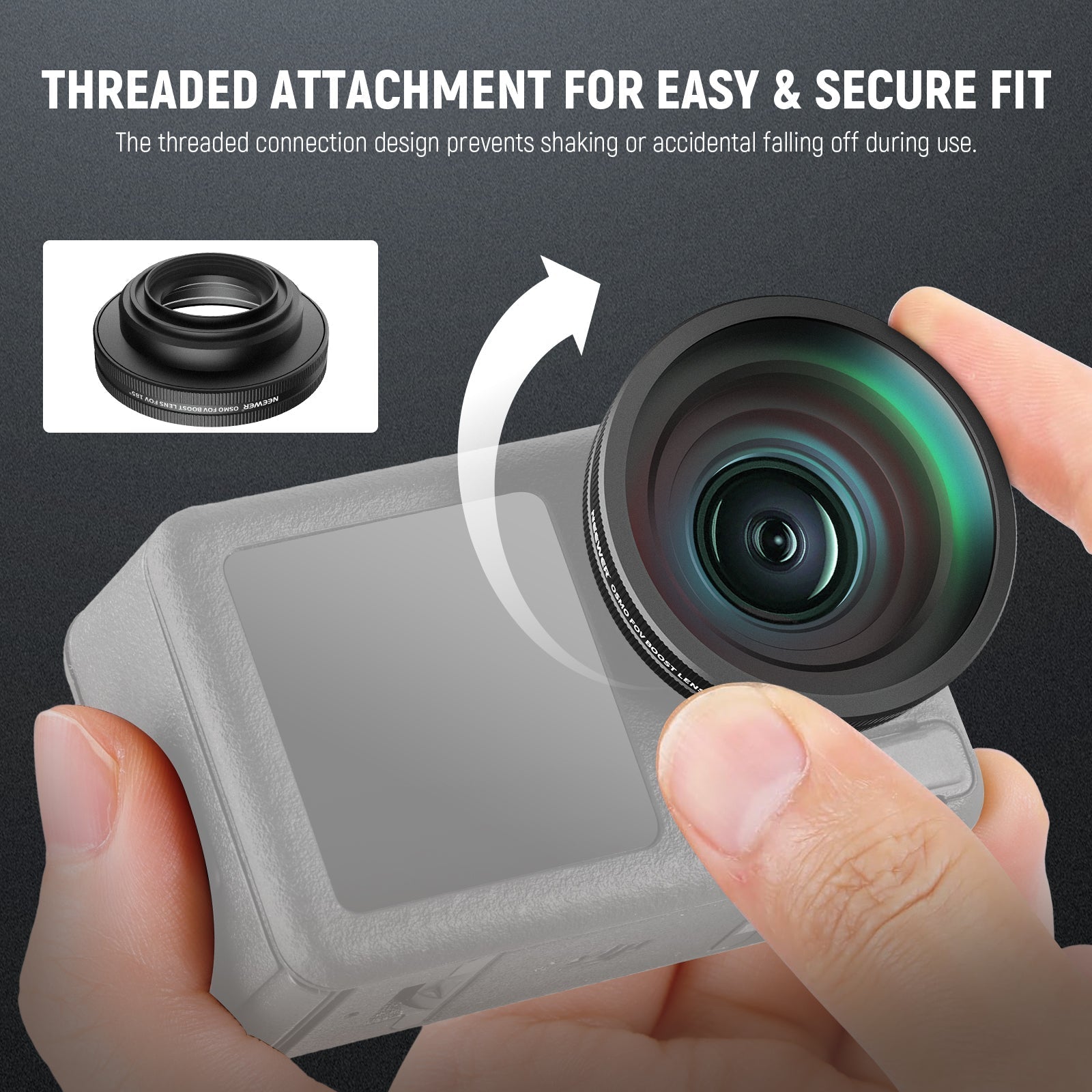 NEEWER FL-B30 FOV Boost Lens 185° Wide Angle for DJI OSMO Action 4/5 Pro