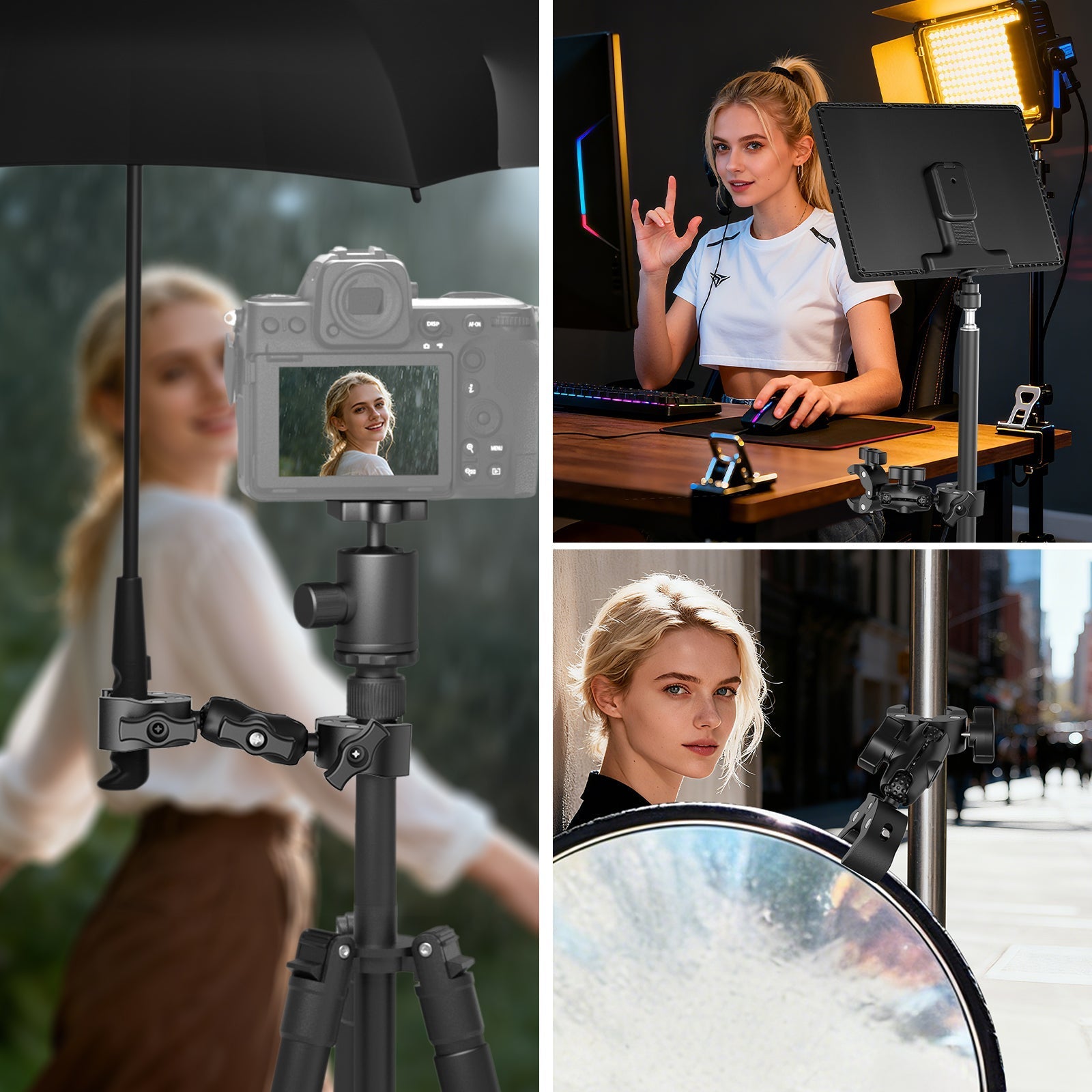 NEEWER CA160 Double Super Clamp Mount with Magic Arm