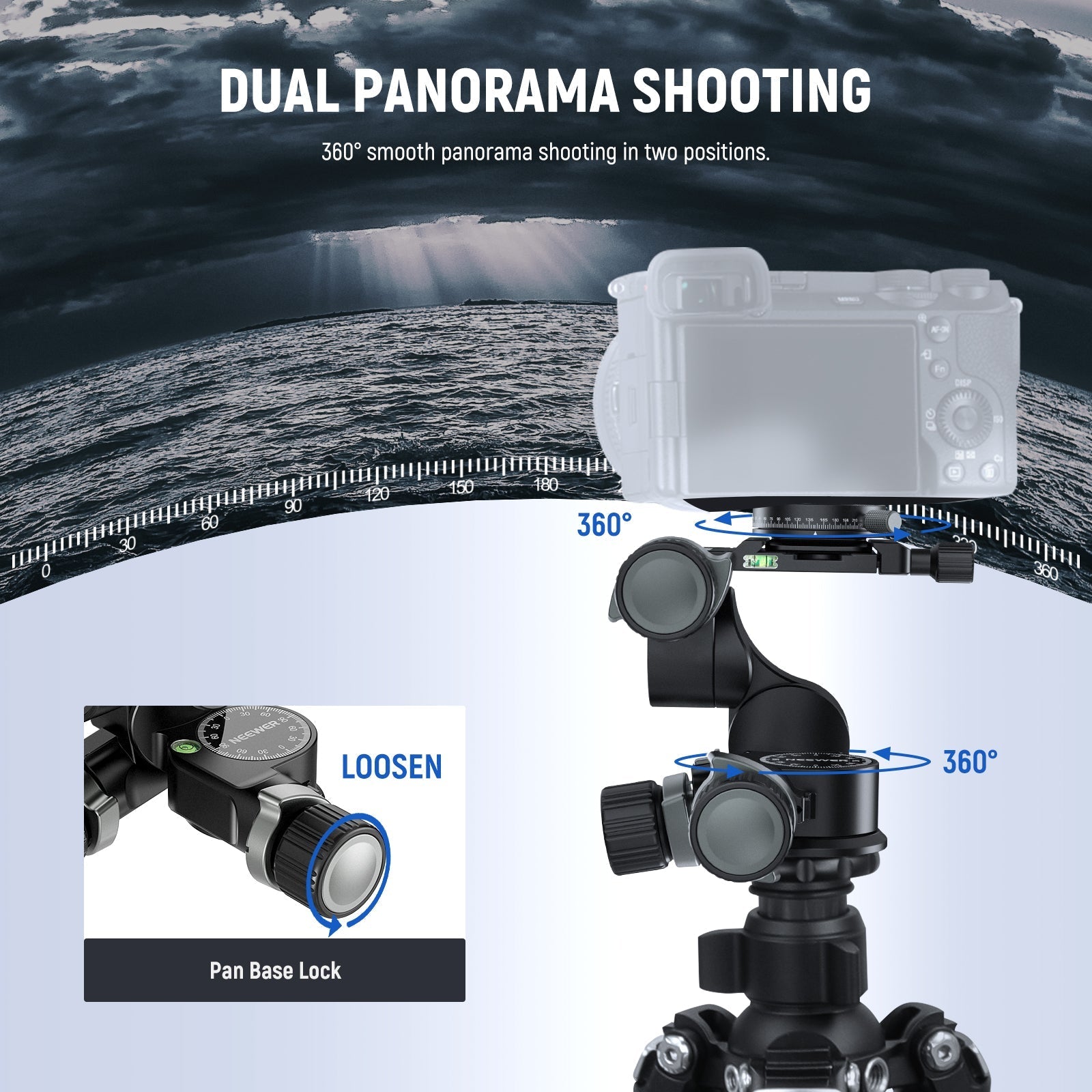 NEEWER TH15/TH16 3-Way Geared Tripod Head