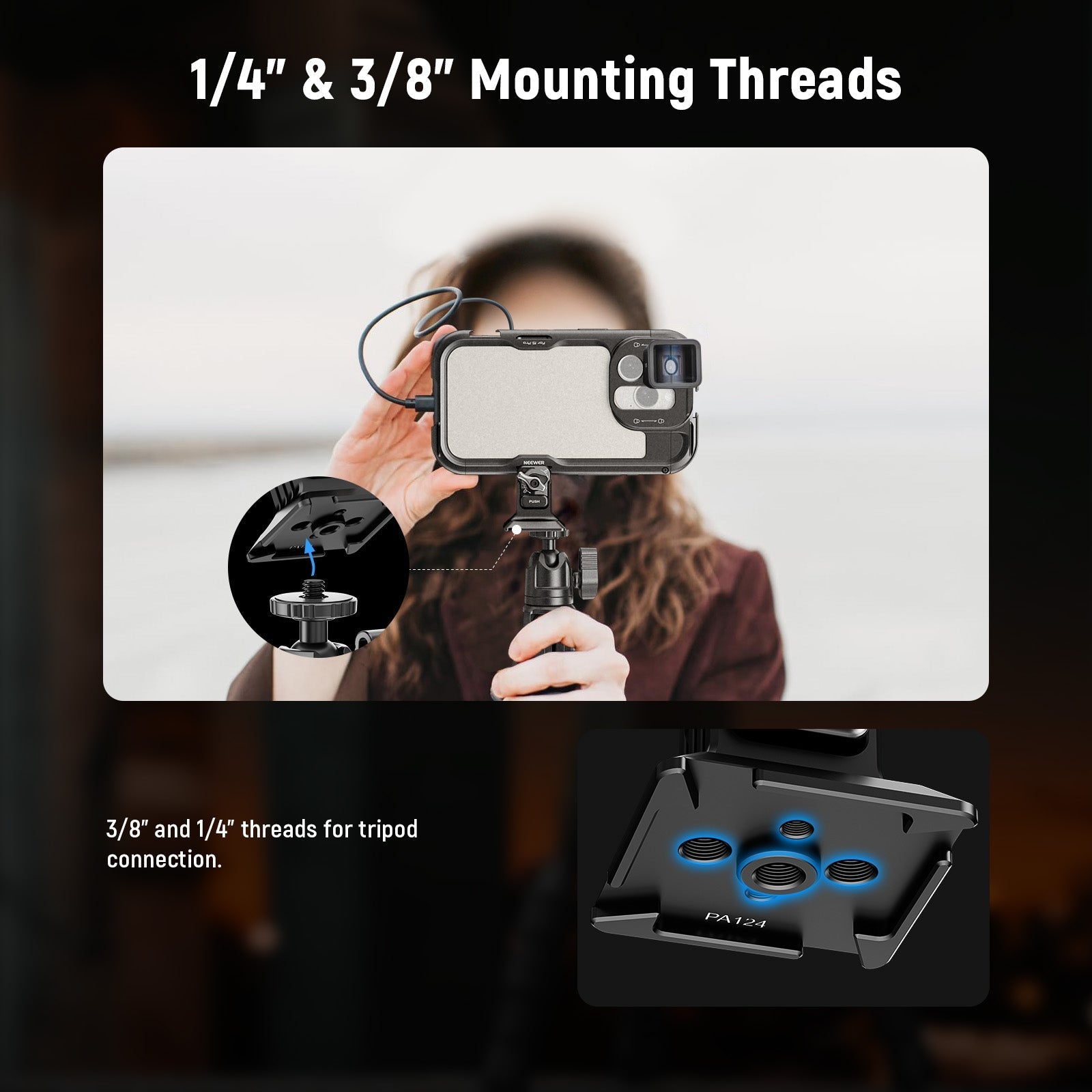 NEEWER PA124 Quick Release Phone Tripod Mount with Arca Type Base