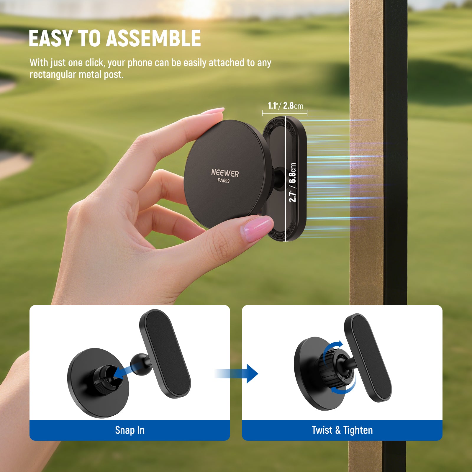NEEWER PA099 Magnetic Golf Cart Phone Holder Mount