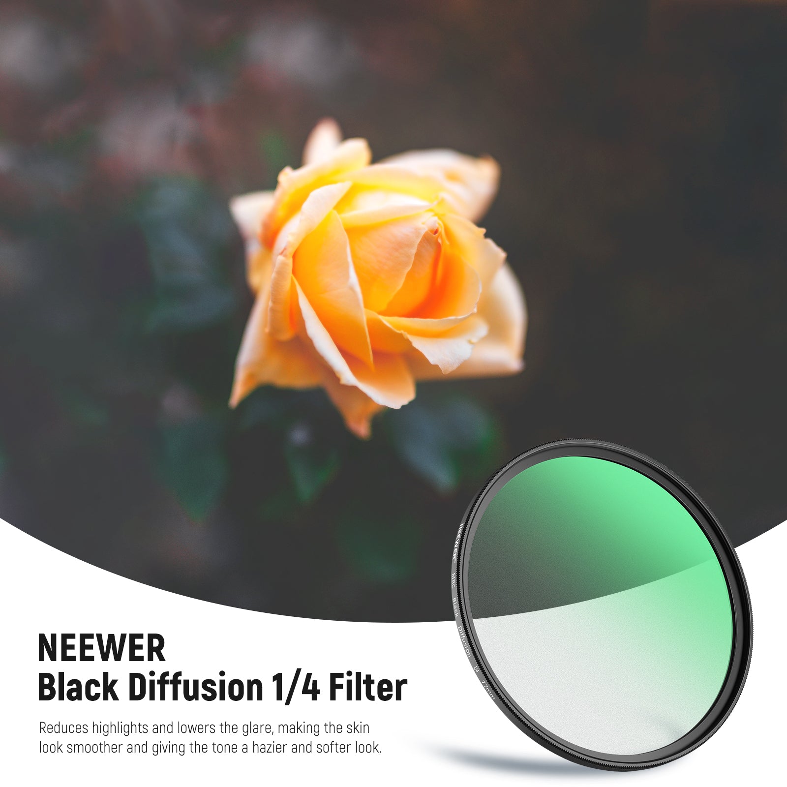NEEWER Black Diffusion 1/4 Cinematic Effect Filter