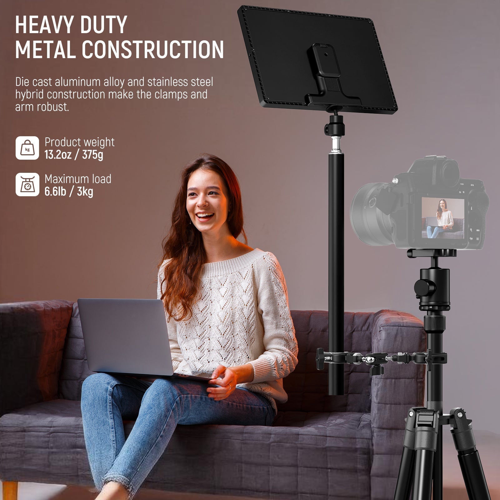 NEEWER UA060 Double Super Clamp Camera Mount with Magic Arm & NATO Interface