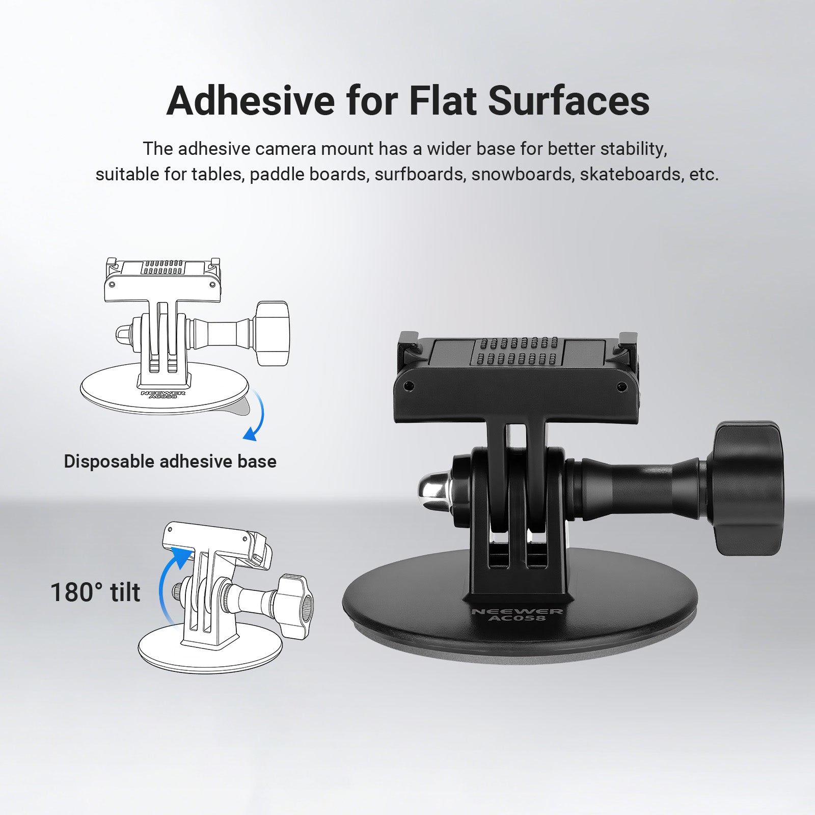 NEEWER AC058 Adhesive Base Mount Kit for DJI Osmo Nano/Osmo 360/Action 6 5 Pro 4 3