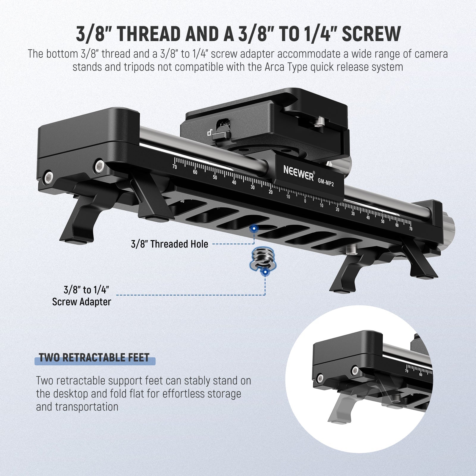 NEEWER GM-MP2 140mm Macro Focusing Rail Slider with 360° Rotation