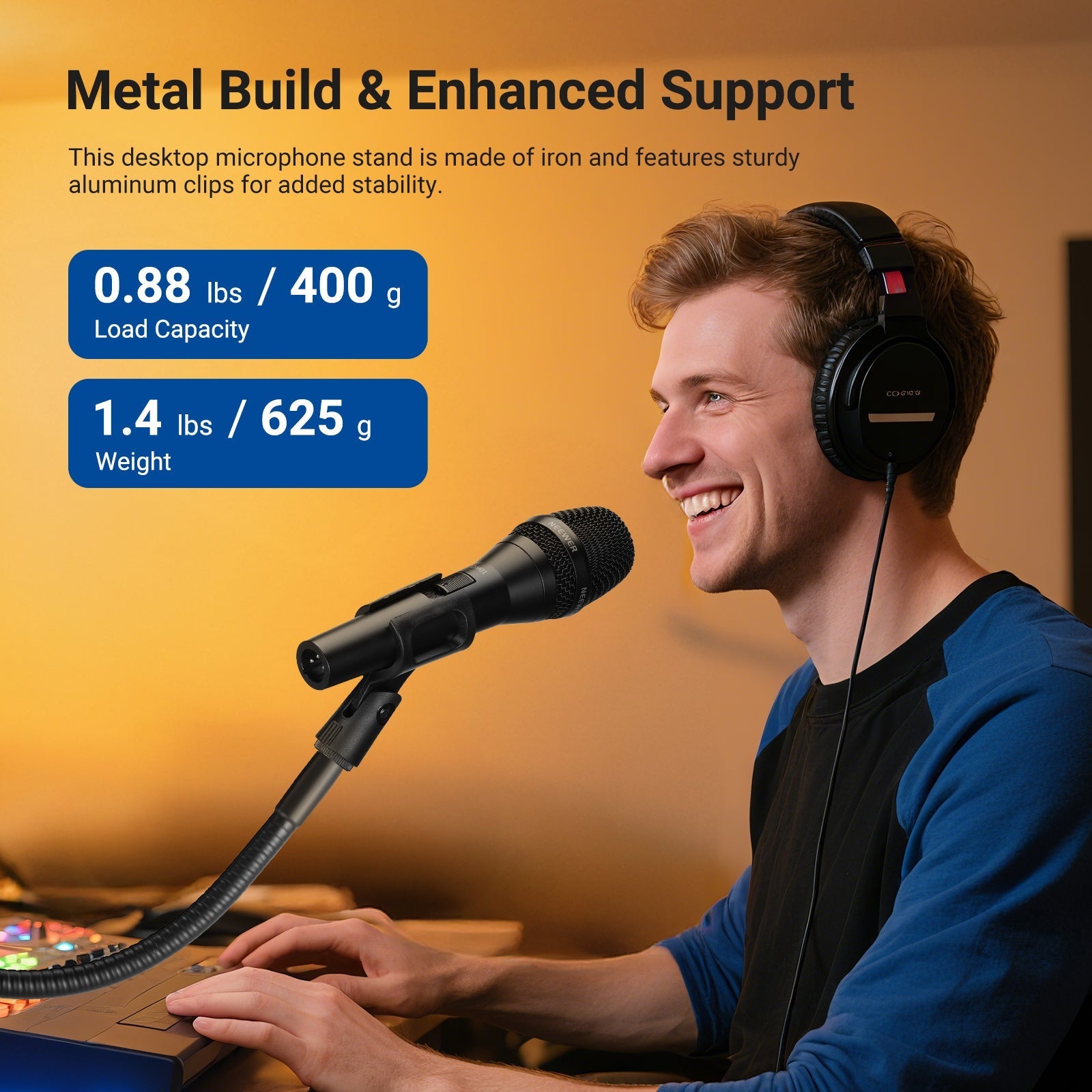 NEEWER MS016 Desk Microphone Stand with Flexible Arm