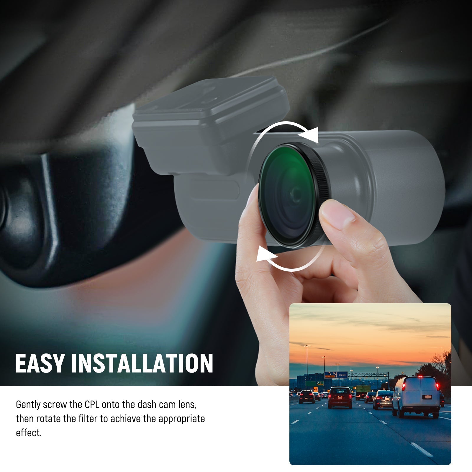 NEEWER Dashcam CPL Lens Filter For VIOFO A229/A139/A139Pro/T130/WM1