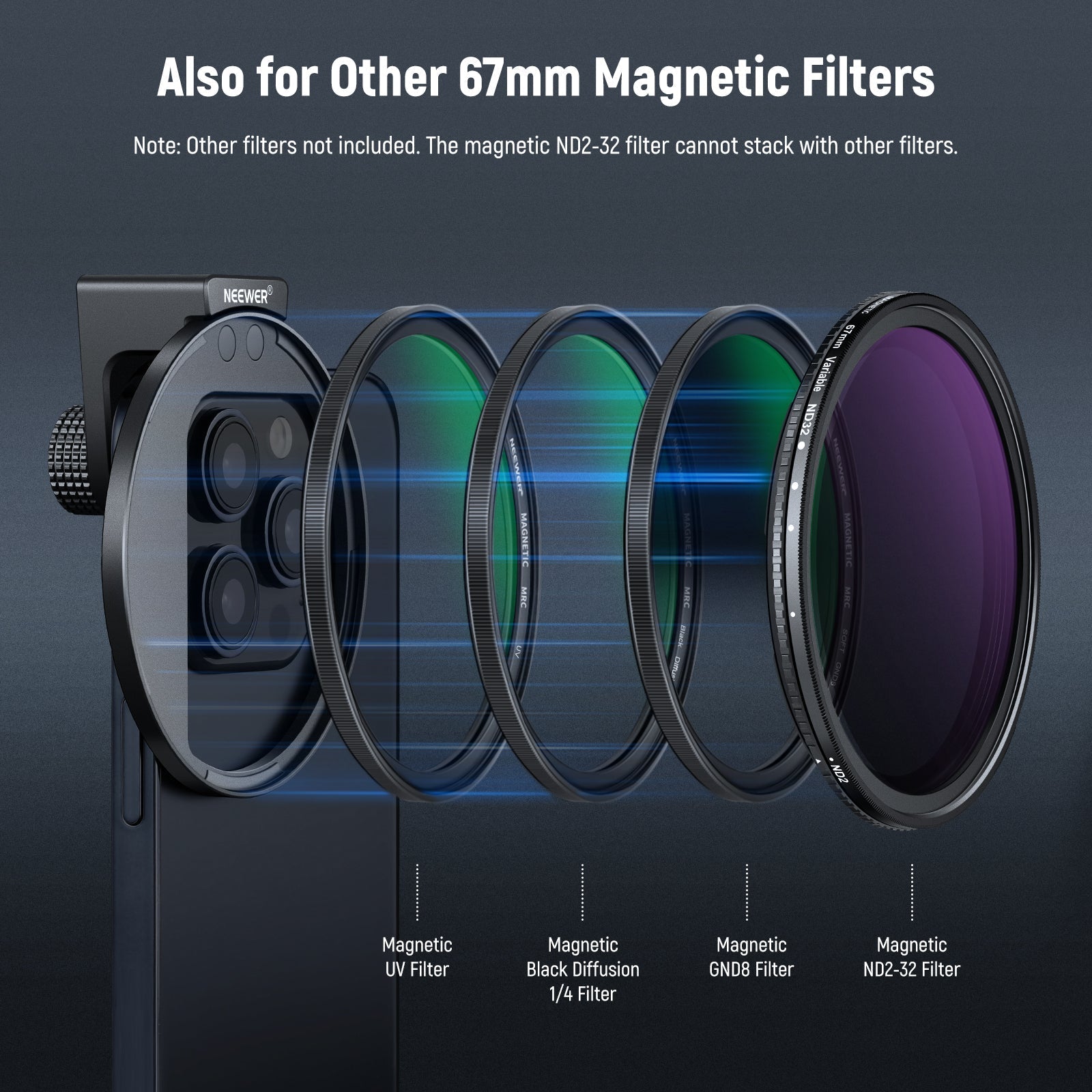 NEEWER 67mm Magnetic CPL Phone Filter