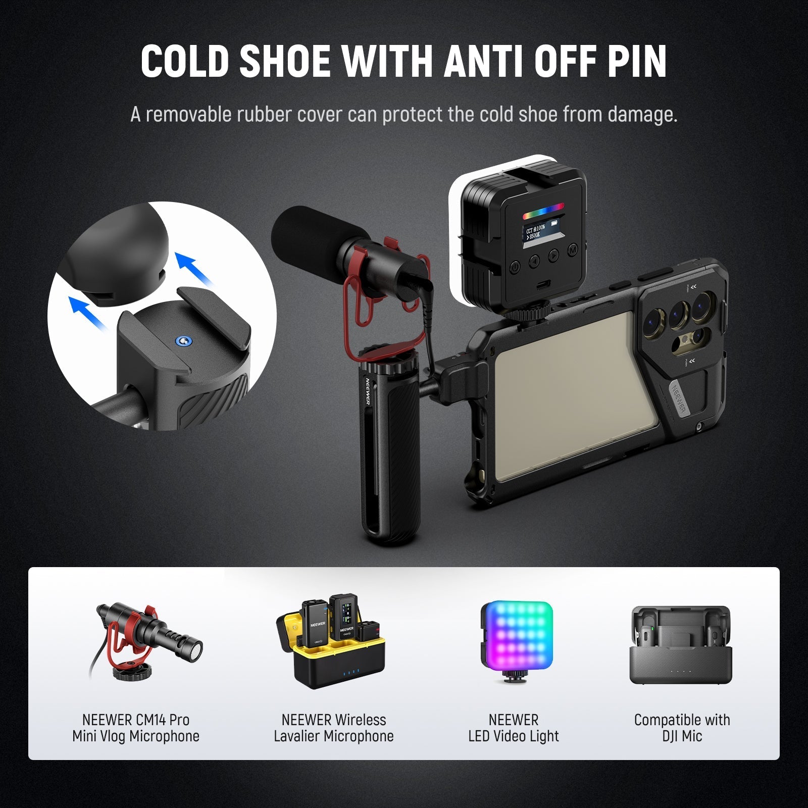 NEEWER PA045 360° Rotation Quick Release Phone Cage Side Handle