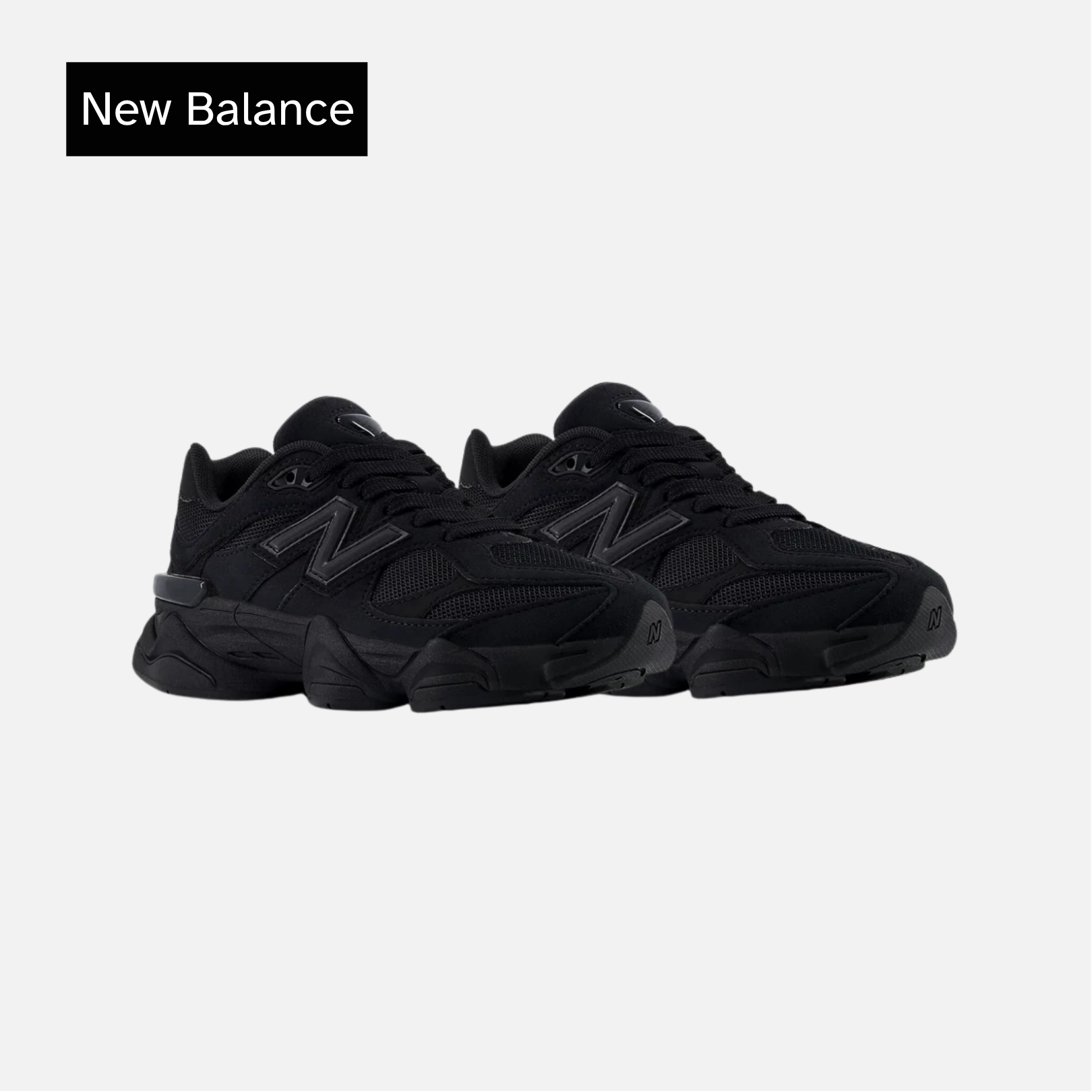 New Balance 9060 Big Kid 'Triple Black Suede'