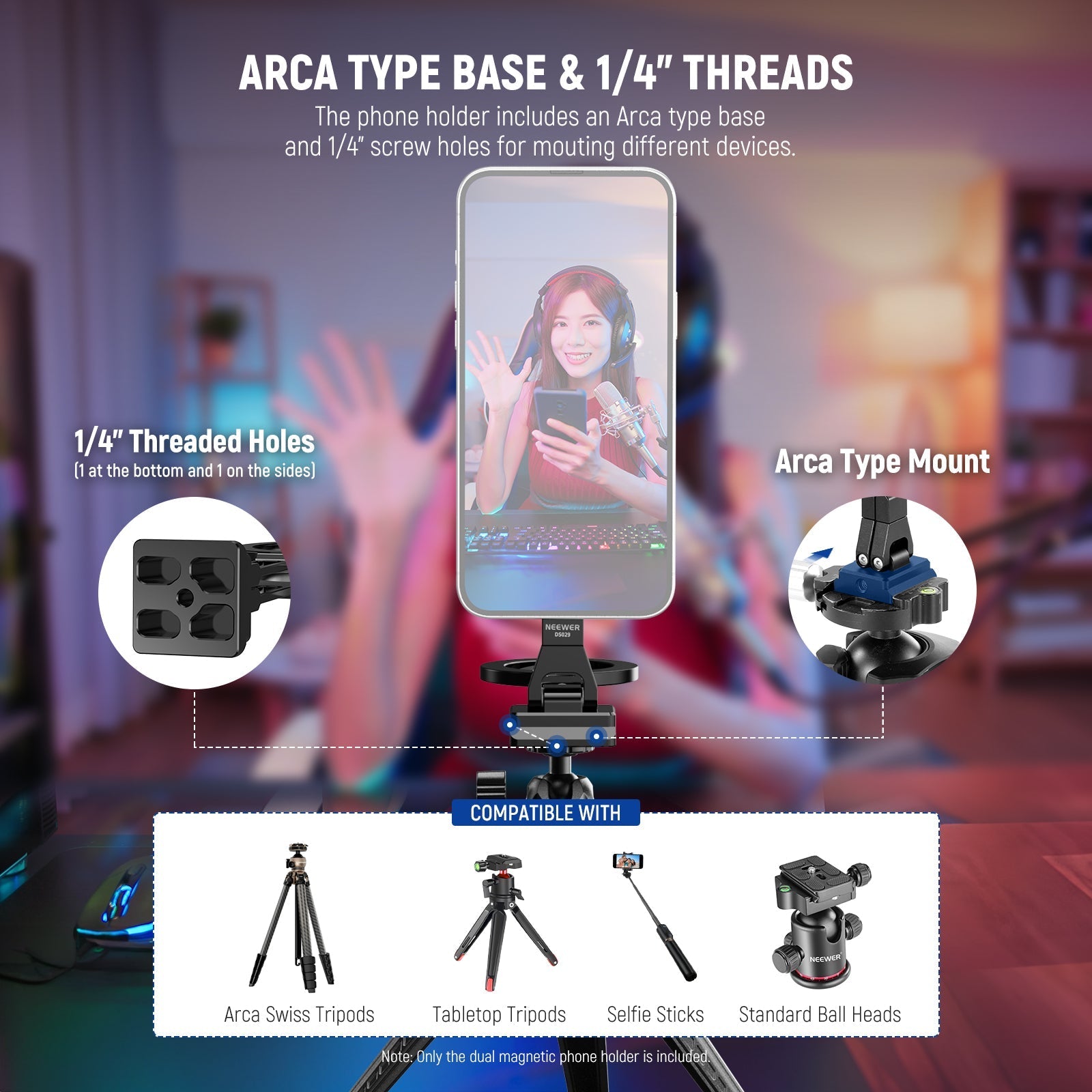 NEEWER DS029 Magnetic Phone Holder Tripod Mount