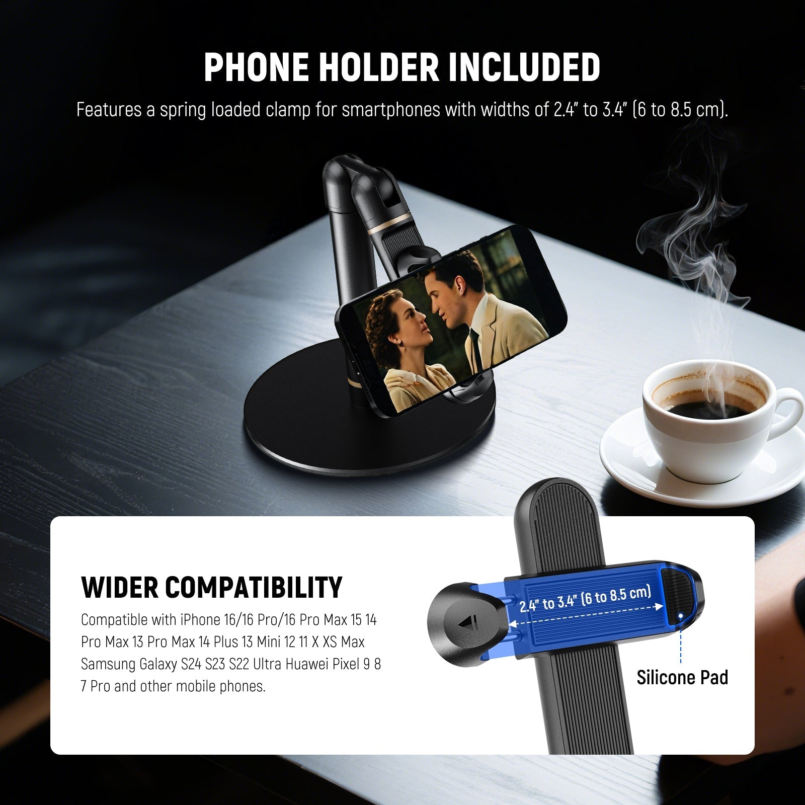 NEEWER BASICS ST006 Adjustable Phone Holder Stand for Desk