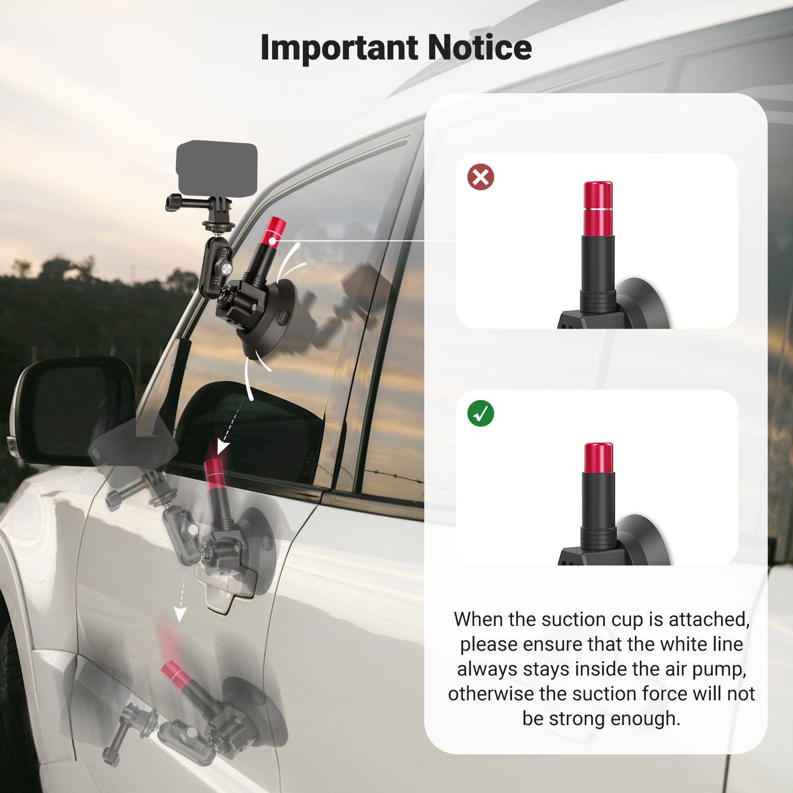 NEEWER BASICS CA166 Triple Suction Cup Car Mount Kit