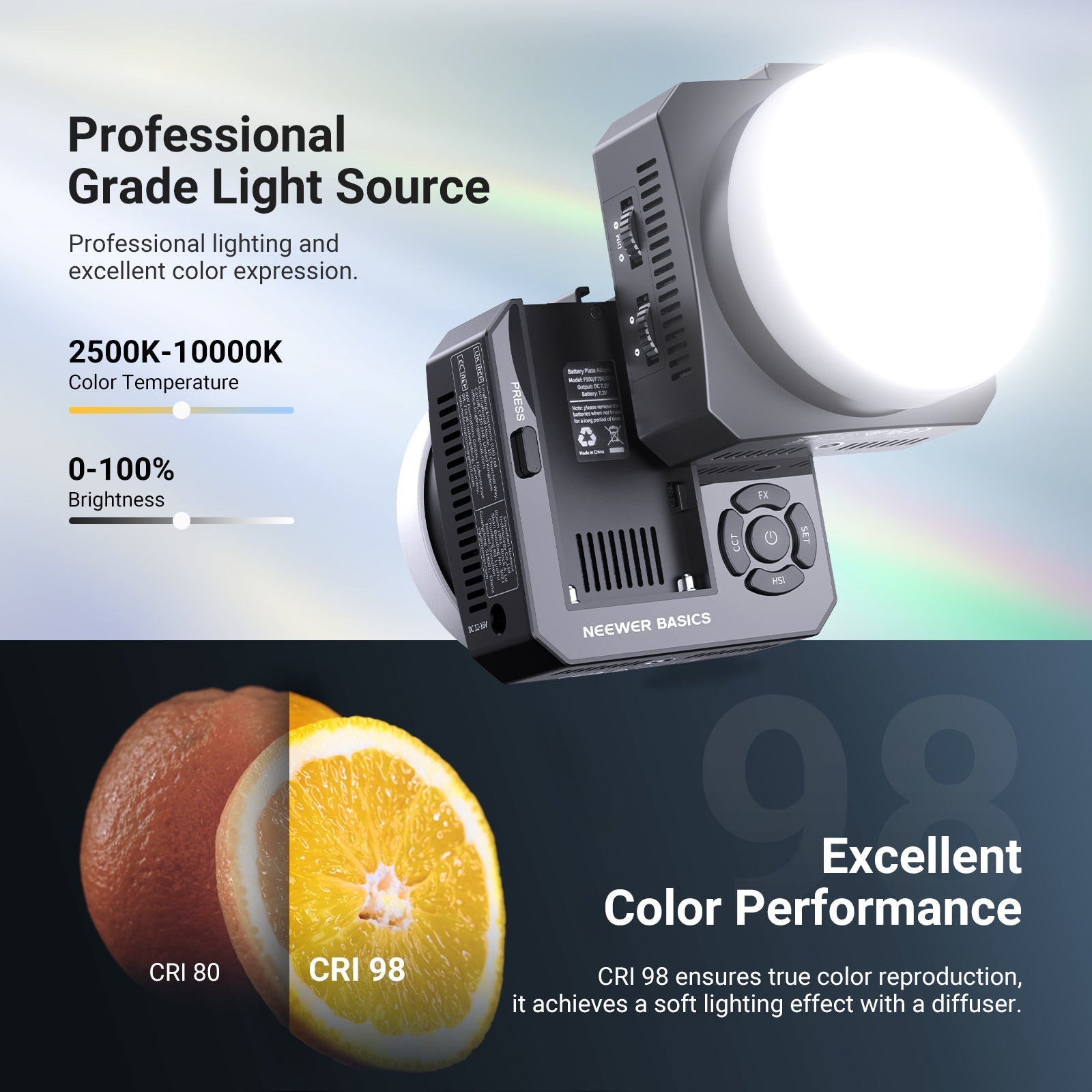 NEEWER BASICS HL28C 28W Full RGB Pocket LED Video Light