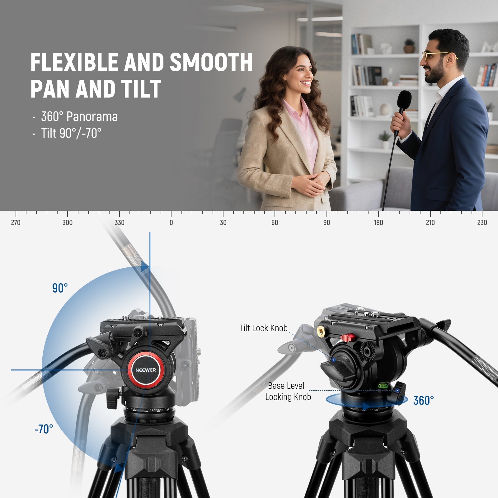 NEEWER TP73 65" Heavy Duty Yet Lightweight Video Tripod