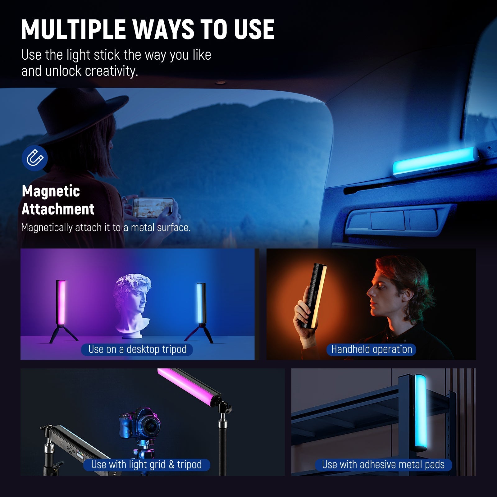 NEEWER TL21C RGB Magnetic Light Wand with APP Control