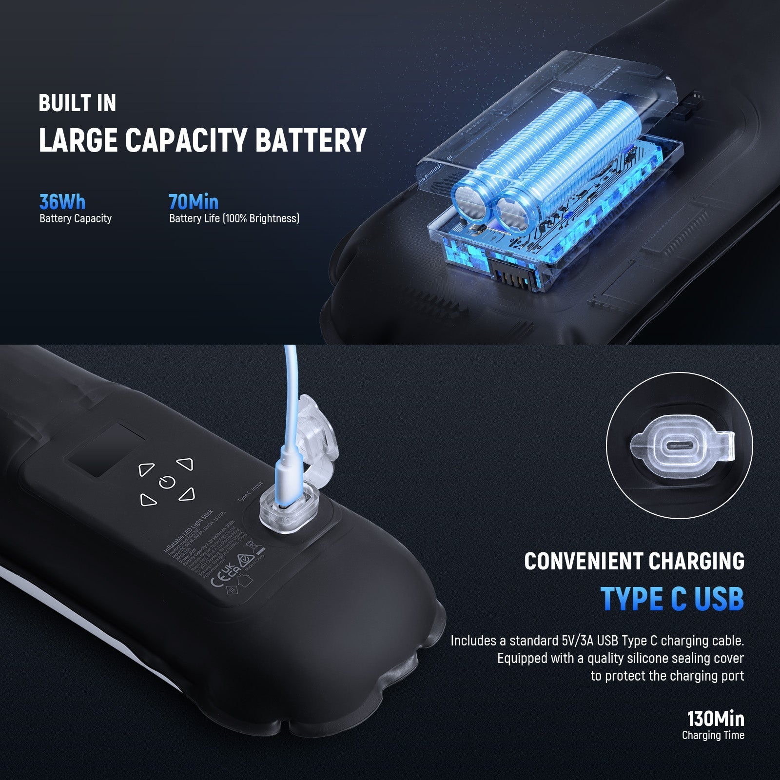 NEEWER BASICS GC30C 30W RGB Handheld Inflatable LED Fill Light