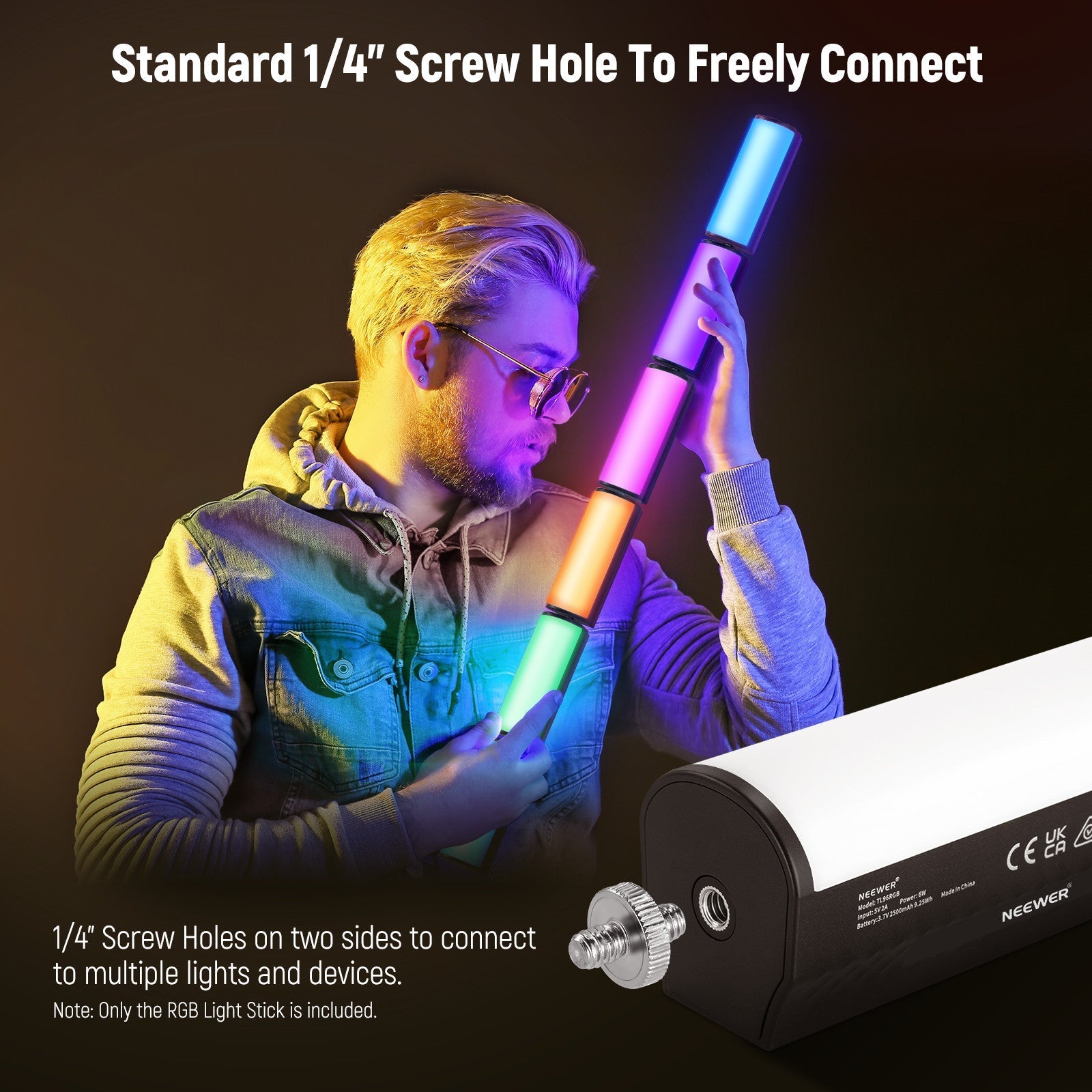 NEEWER BASICS TL96RGB Magnetic Handheld Light Wand with Desk Tripod