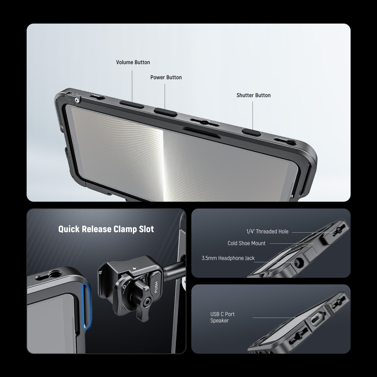 NEEWER PA086/PA087 Phone Cage Compatible with Sony Xperia PRO-I / Xperia 1 V