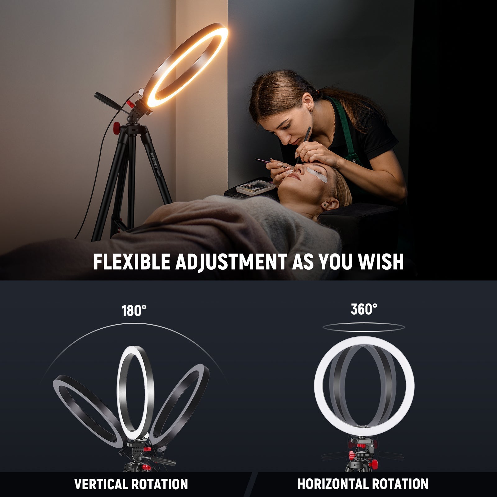 NEEWER BASICS RP10-H 10" Selfie Ring Light with Tripod/2 Phone Holders/QR Plate