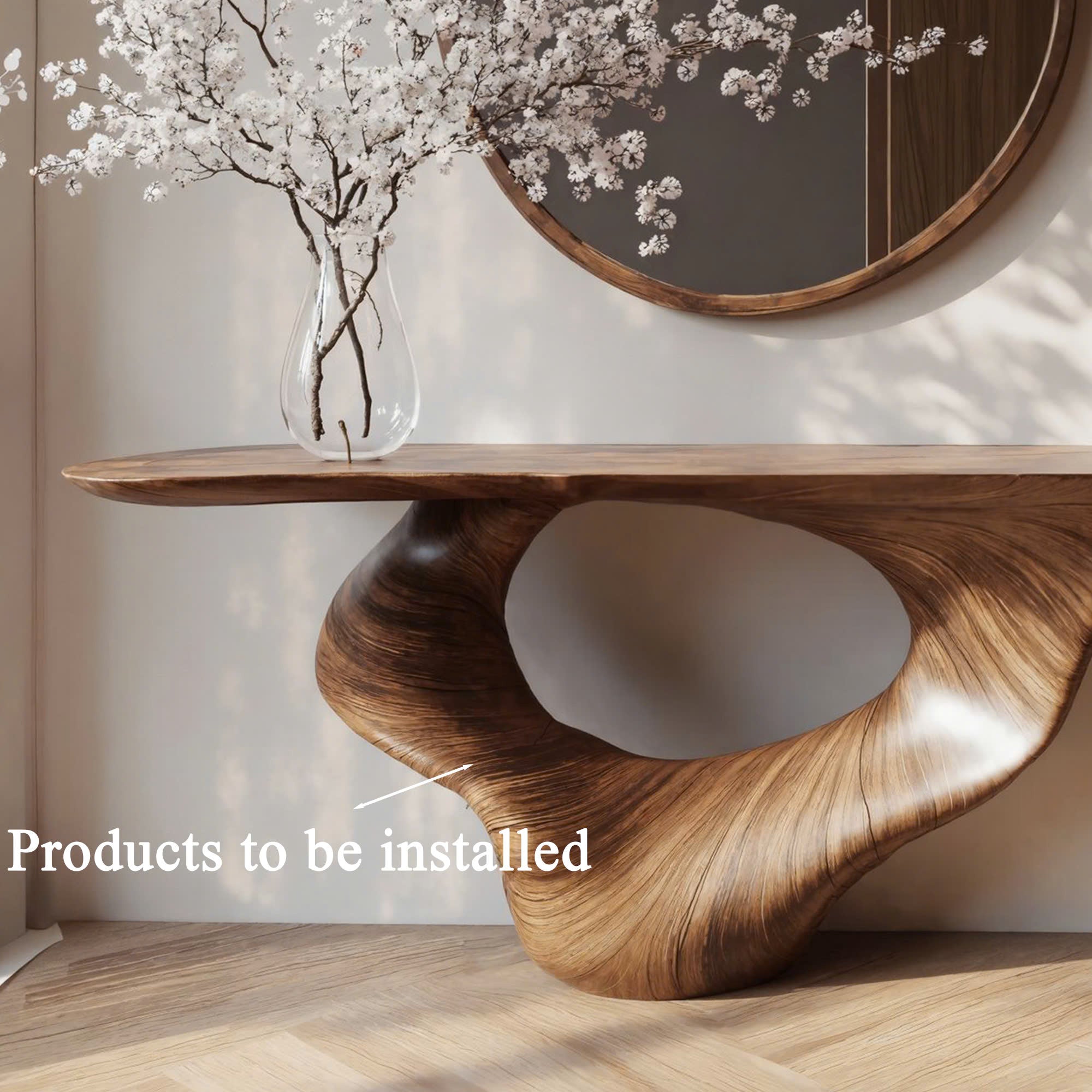 Console Table Unique Art Solid Wood Handmade Narrow Wood