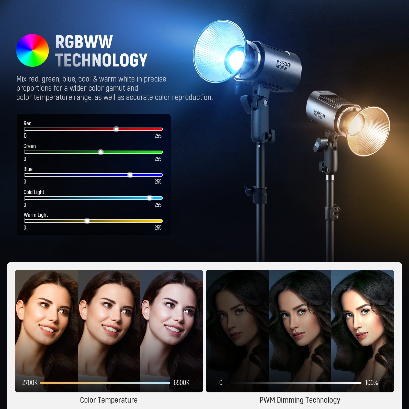 NEEWER MS150C 150W Mini RGB LED Video Light