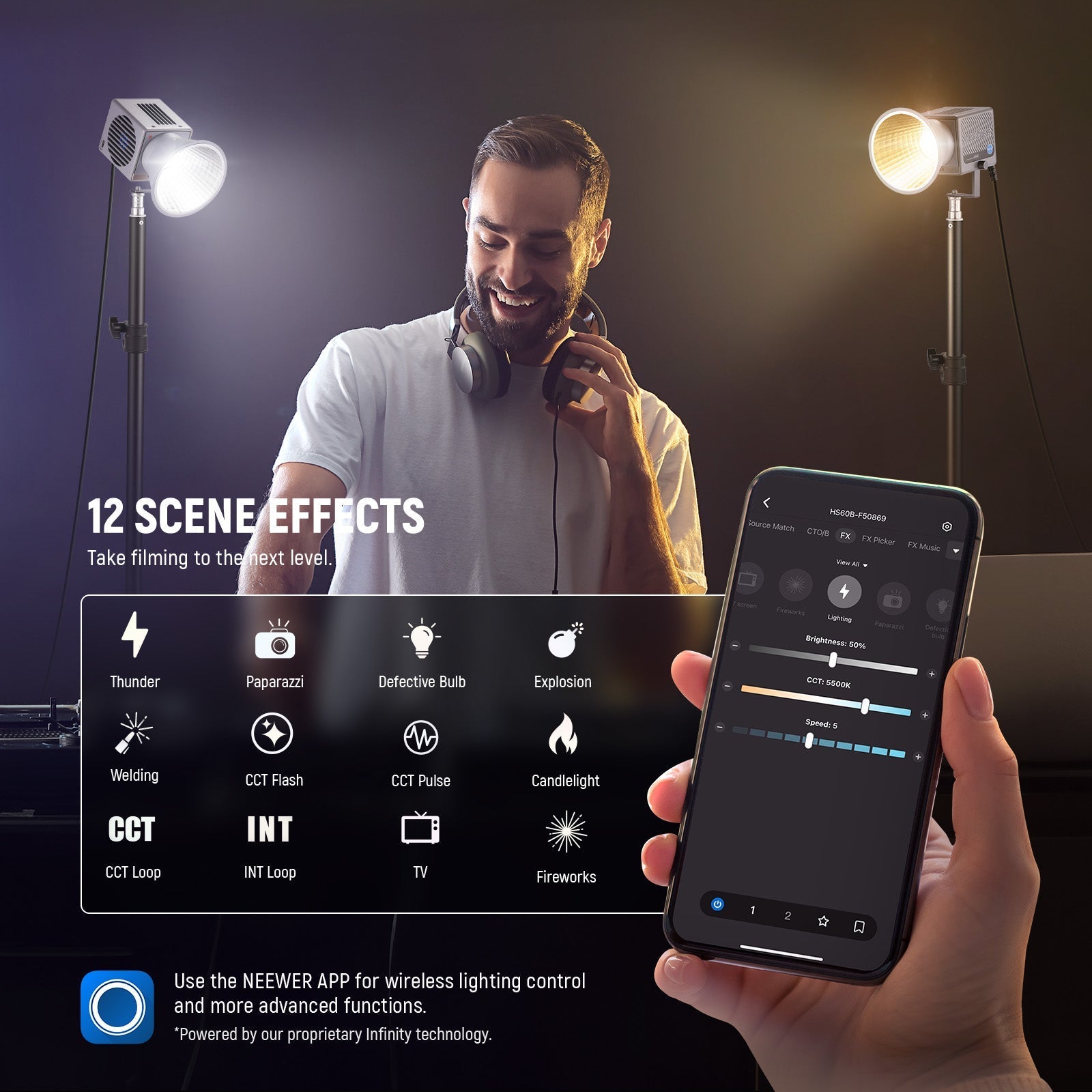 NEEWER HS60B 60W Portable Bi-Color Mini LED Video Light