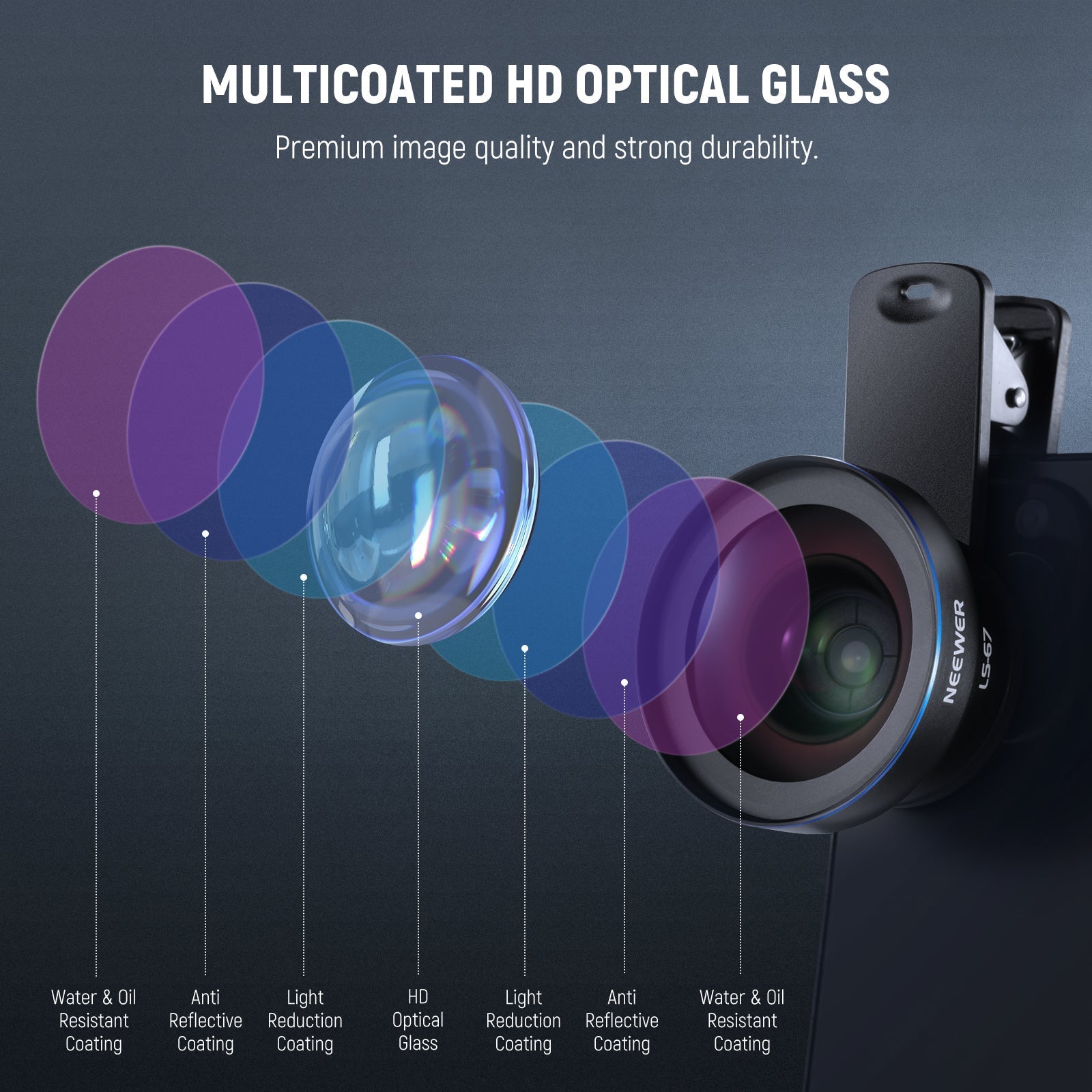NEEWER BASICS LS-67 2 In 1 0.45x Wide Angle + 15x Macro Phone Lens Kit