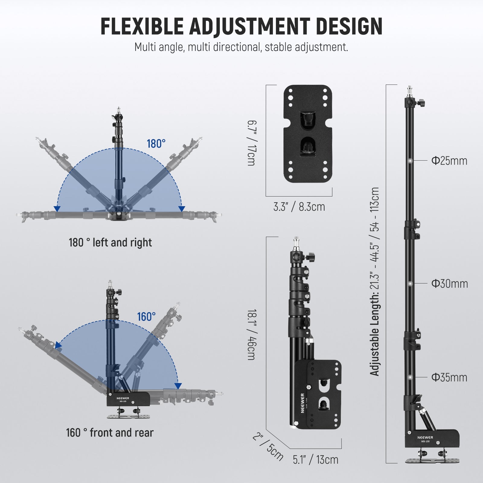 NEEWER WB-100 116cm Triangle Wall Mounting Boom Arm