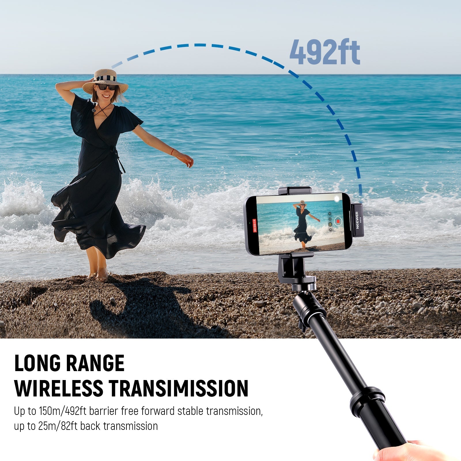 NEEWER KM18 Wireless Button Lavalier Microphone for USB C Phone PC