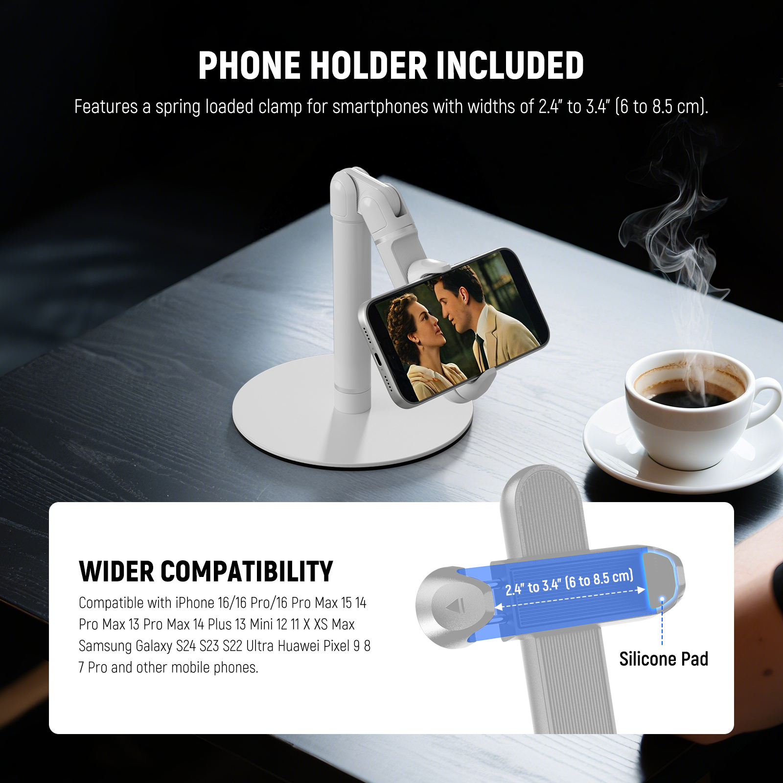 NEEWER BASICS ST006 Adjustable Phone Holder Stand for Desk