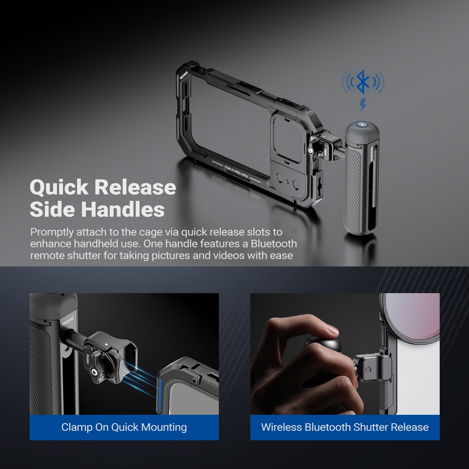 NEEWER PA143/PA144 Phone Cage Handle Kit Compatible with iPhone 17 Pro/Pro Max