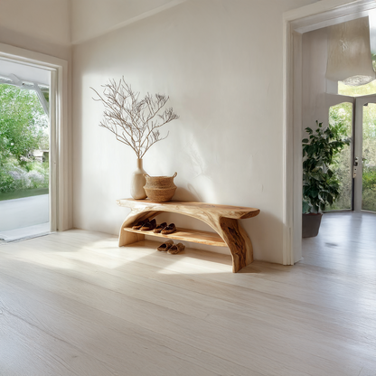 Rustic Shoe Storage Bench Entryway Living Room