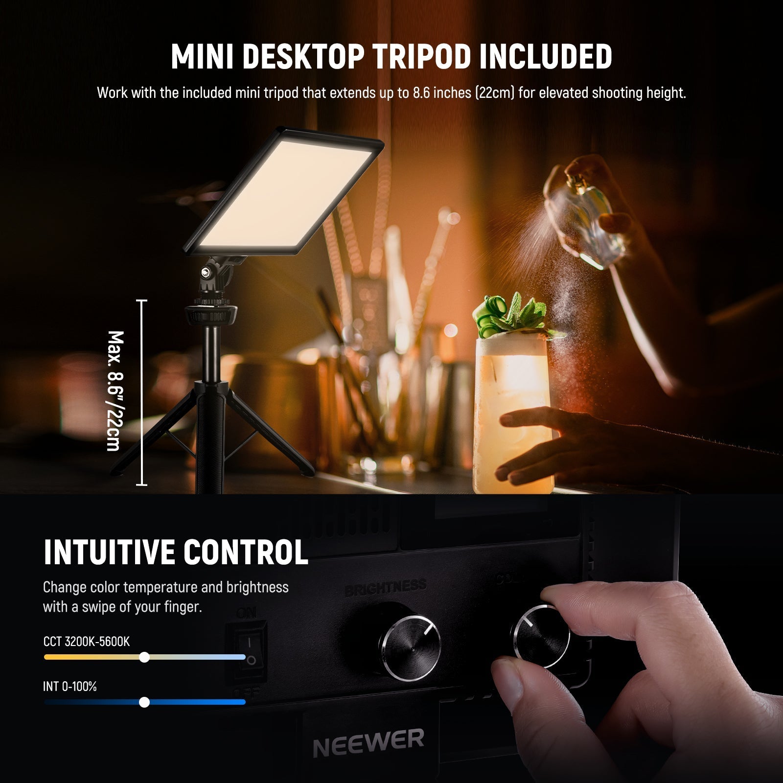 NEEWER NL-116AI Bi-Color 9" LED Video Panel Light