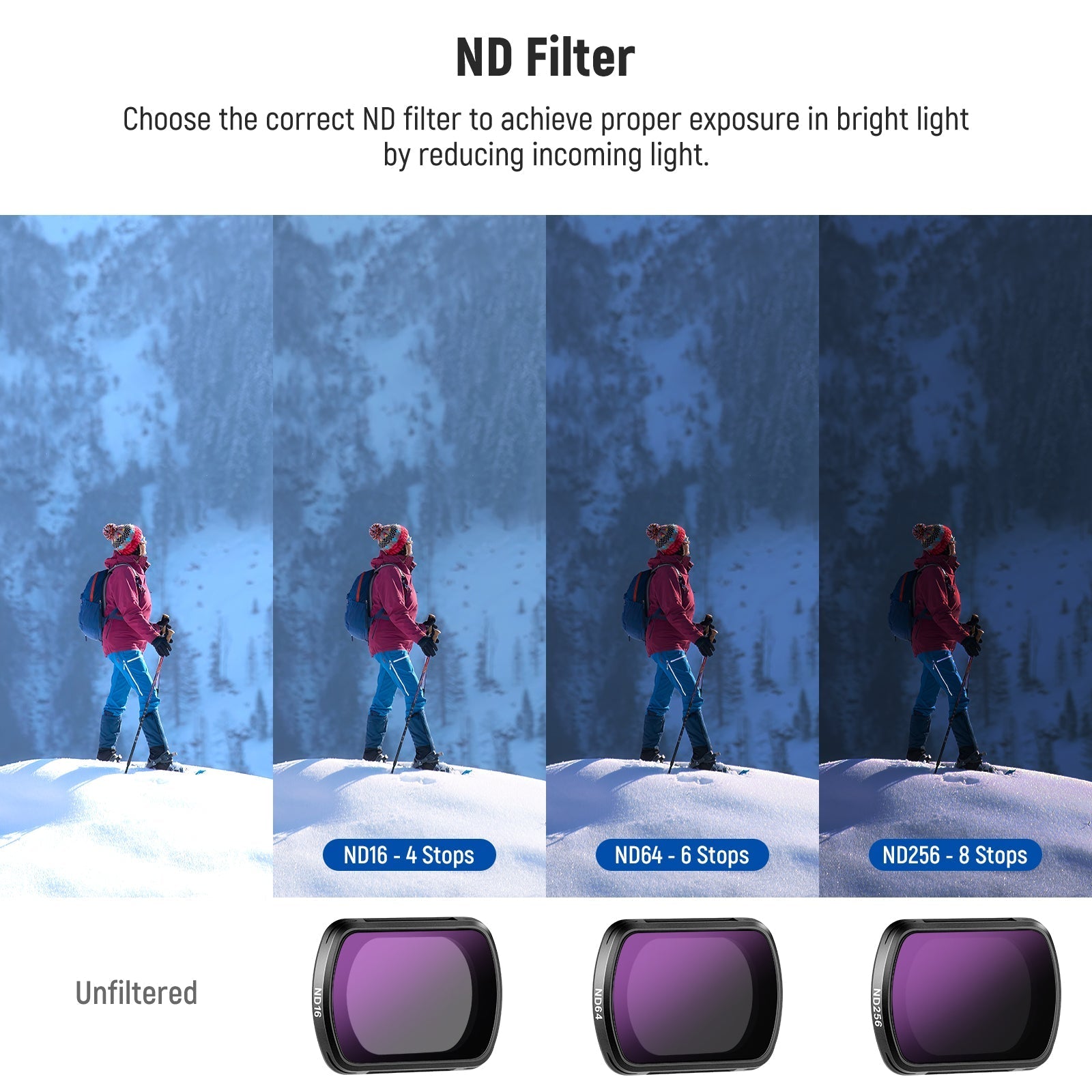 NEEWER FL-B14 ND Filter Set With 0.75X wide Angle Lens For Pocket 3 / Pocket 4 & Xtra Muse