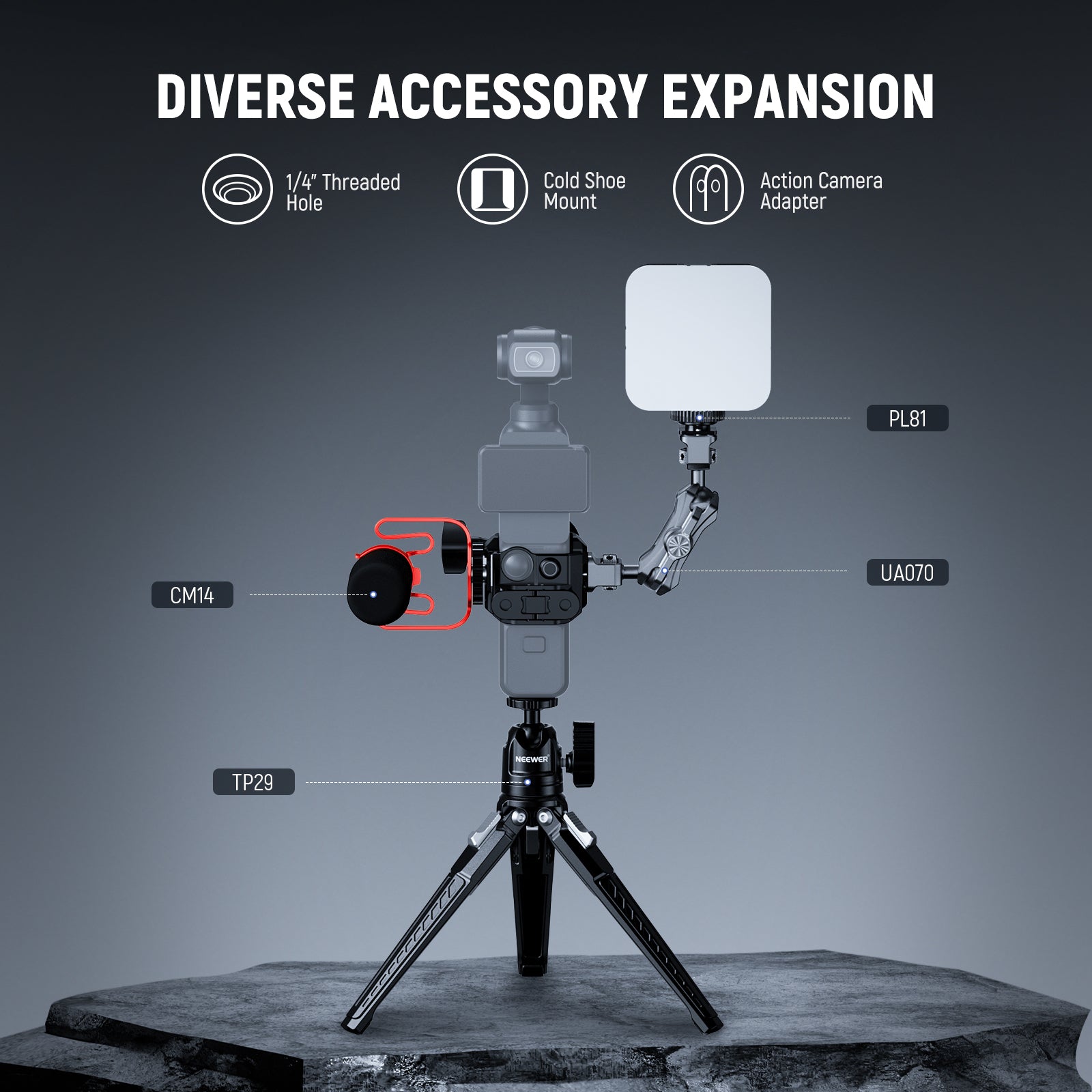 NEEWER AC009 Action Camera Metal Cage For DJI Osmo Pocket 3