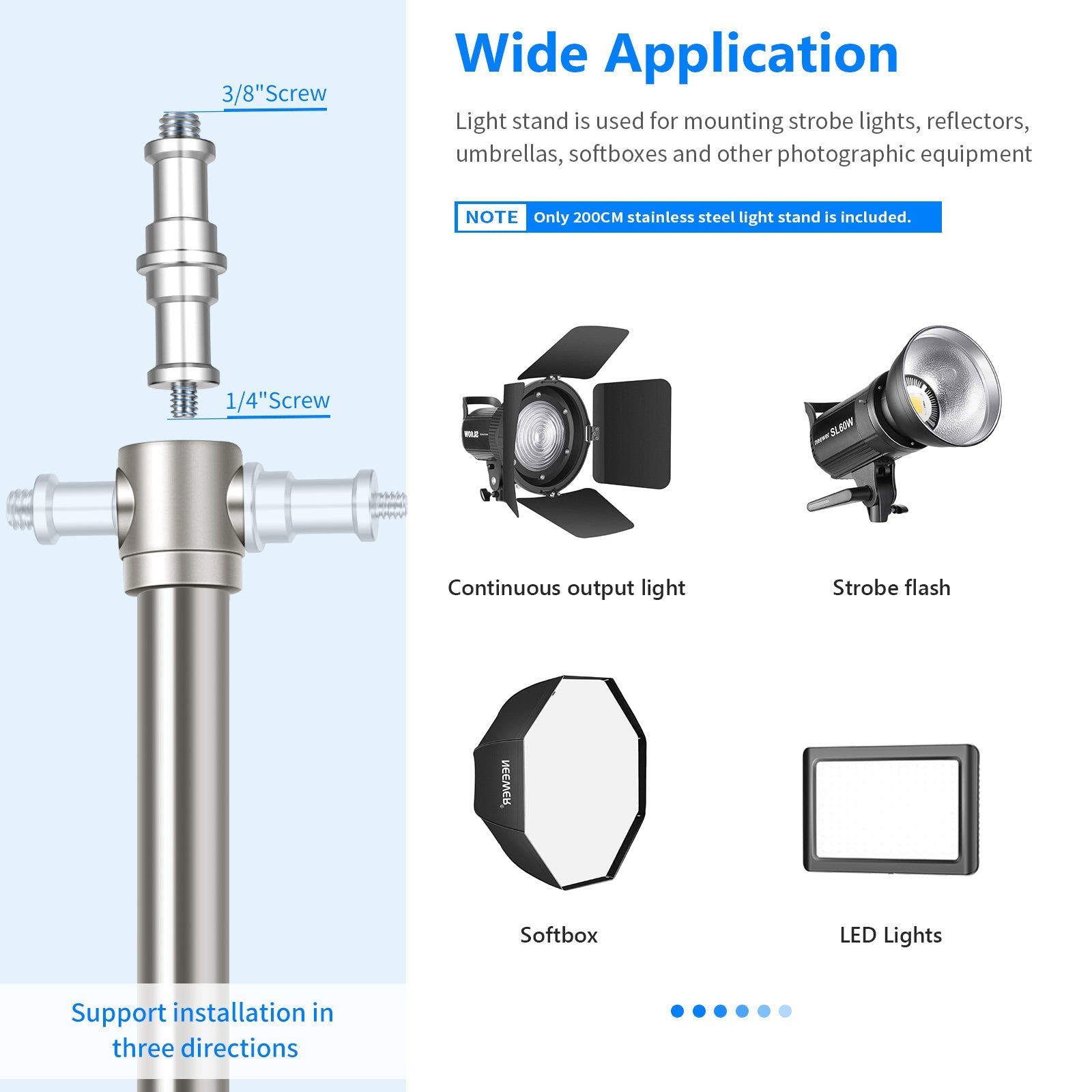 NEEWER Stainless Steel Photography Light Stand