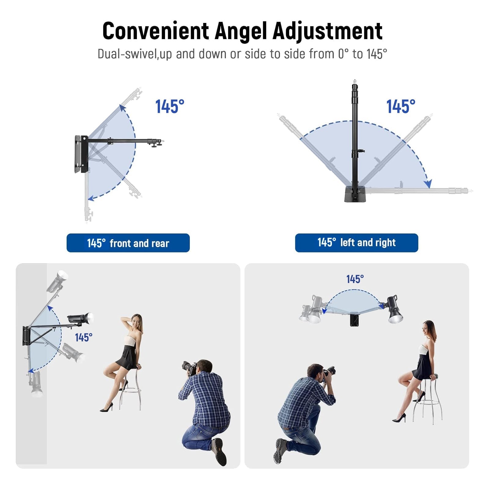 NEEWER 125cm Triangle Wall Mounting Boom Arm