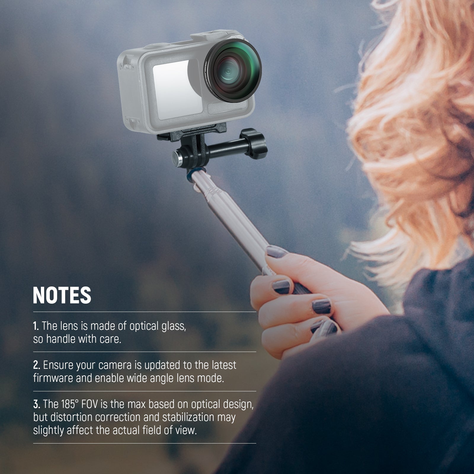 NEEWER FL-B30 FOV Boost Lens 185° Wide Angle for DJI OSMO Action 4/5 Pro
