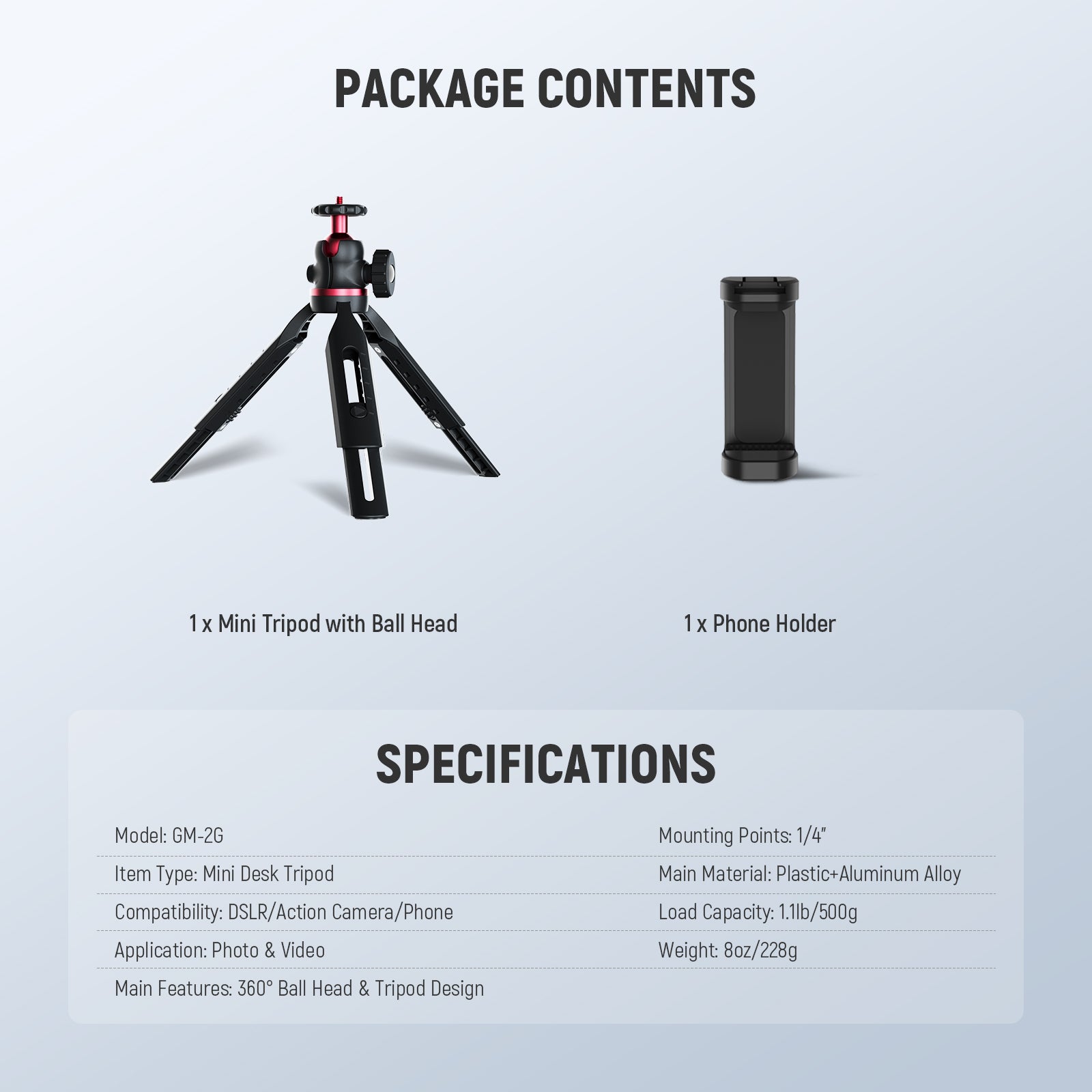 NEEWER ENTRY LEVEL VERSION GM-2G Mini Desk Tripod