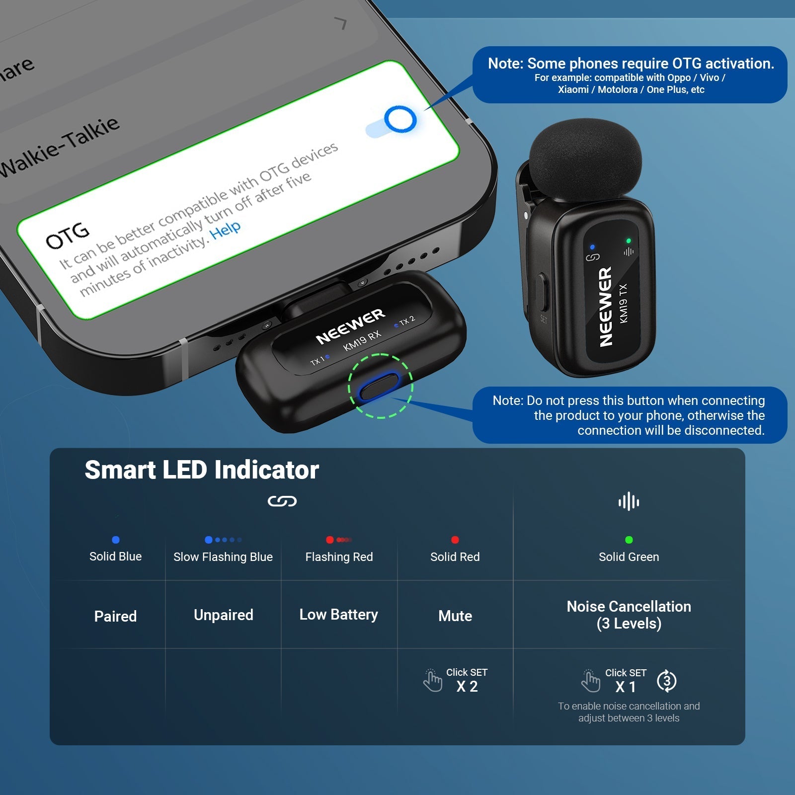 NEEWER KM19 Mini Wireless Lavalier Microphone