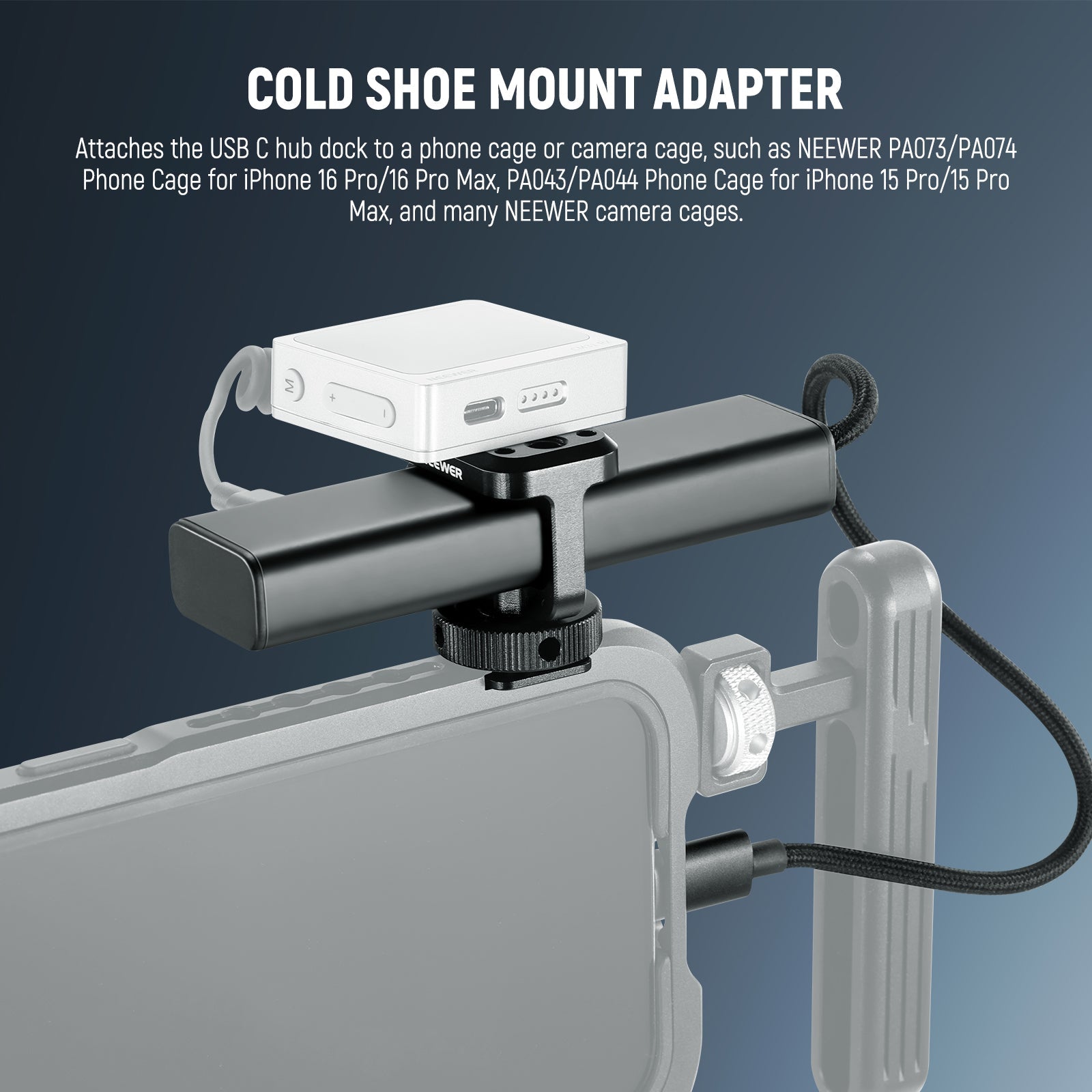 NEEWER PS020E 4 In 1 USB C Hub 3.1 Gen2 100W PD with Cold Shoe Adapter