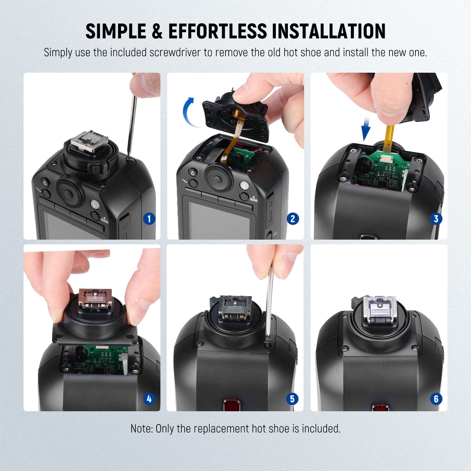 NEEWER Hot Shoe Replacement for Z2-S/Z2Pro-S/Z2II-S Round Head Flash Speedlite