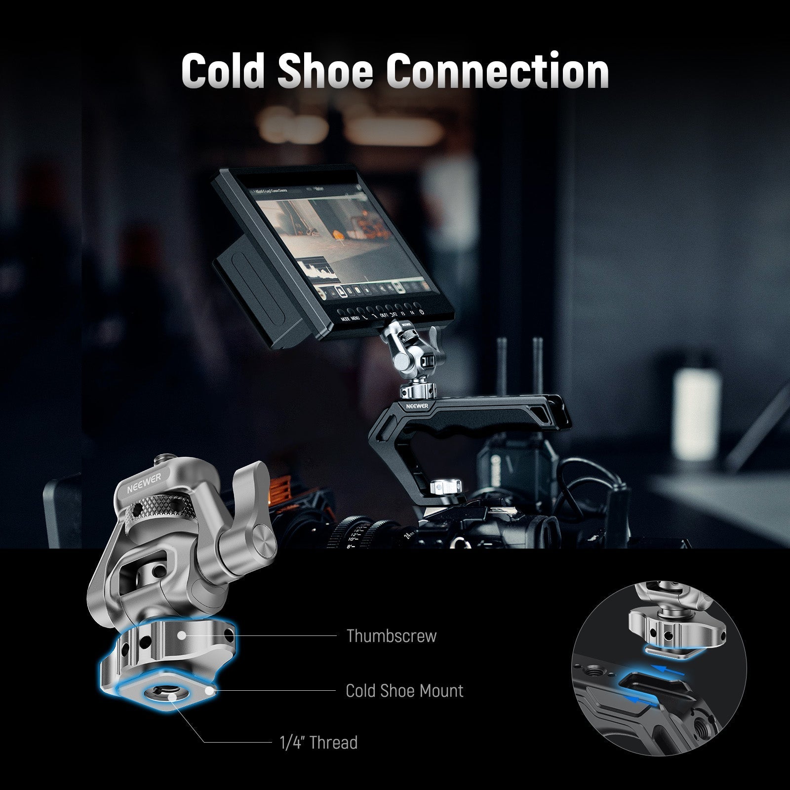 NEEWER MA017 Camera Monitor Mount with Cold Shoe