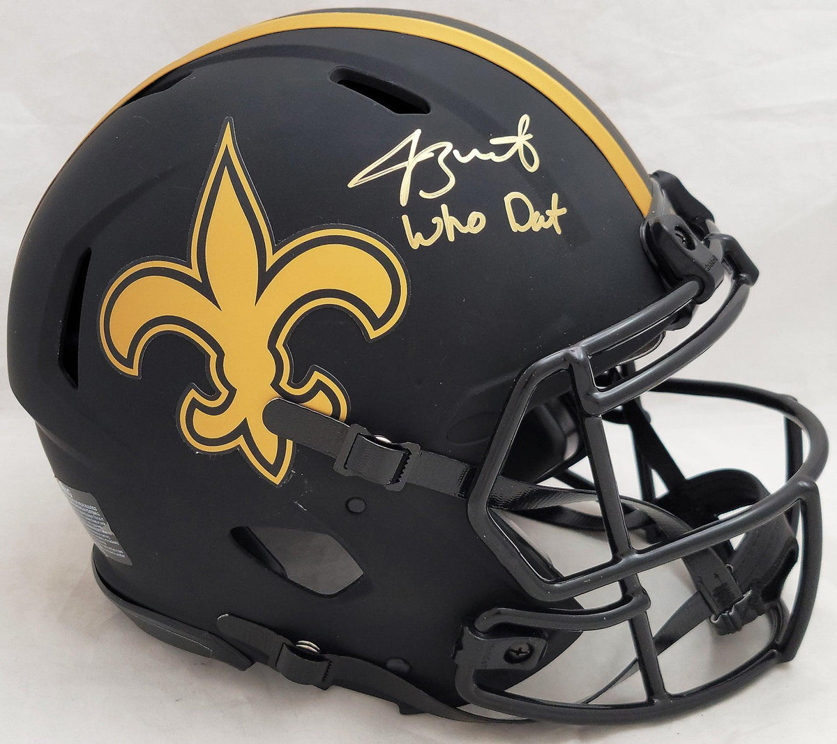 Jameis Winston Autographed New Orleans Saints Eclipse Black Full Size Replica Speed Helmet "Who Dat" Beckett BAS QR #BE17293
