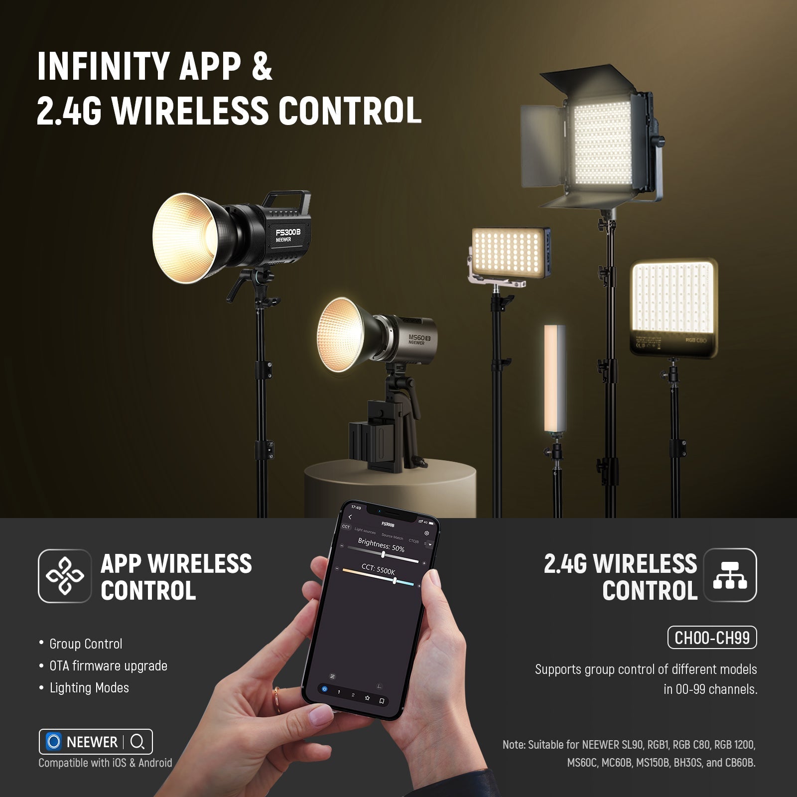 NEEWER FS300B 300W Bi-Color LED Video Light